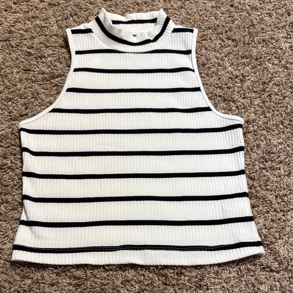 Old Navy Black and White Striped Tank Top